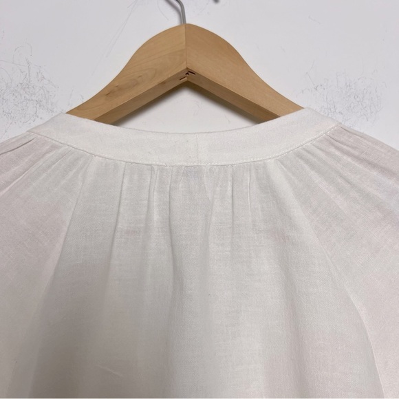 Faherty Naomi Romantic Soft Linen Blend Long Sleeve Poet Blouse Neutral Preppy - Picture 12 of 15